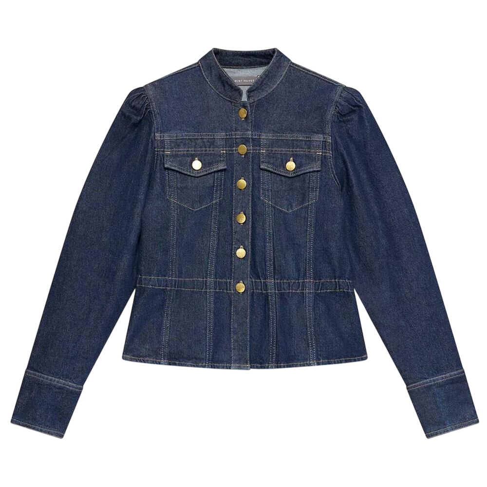 Mint Velvet Dark Indigo Puff Sleeve Denim Jacket